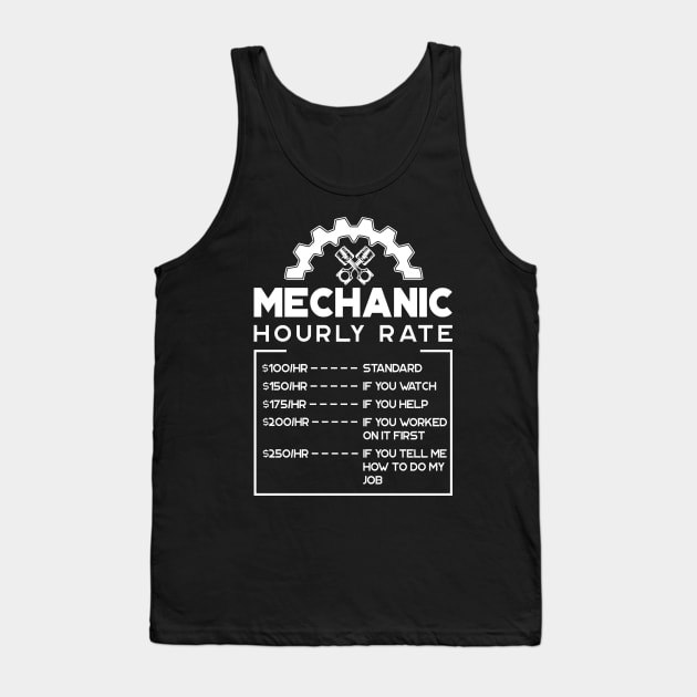 'Mechanic Hourly Rate' Cool Car Racing Gift Tank Top by ourwackyhome